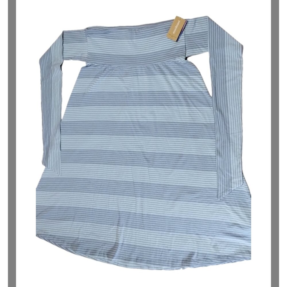 Sz M Patagonia Women's Kamala Midi Skirt Knit Blue Stripes Faux Tie Waist